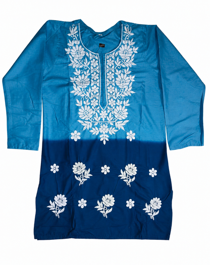 Qaba Embroidered Kurti for Women Cotton Blend Floral Thread Work Ethnic Kurti Casual Office Wear