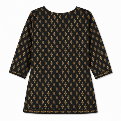 Qaba Women's Printed Cotton Short Kurti Top | Ethnic Casual Tunic with 3/4 Sleeves