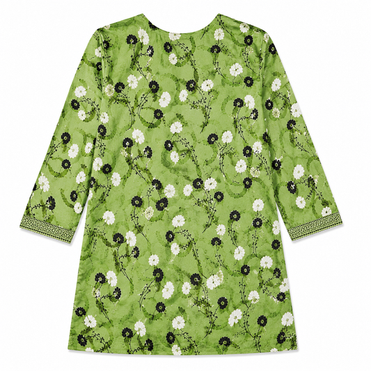 Qaba Women's Floral Printed Short Kurti Top with Embroidered Round Neck & 3/4 Sleeves