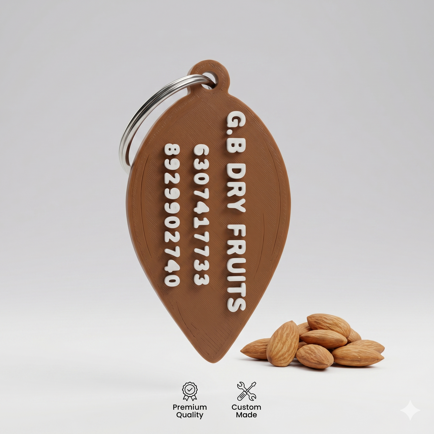Pack of 10 Custom Almond Shape Keychain | Personalized Minimal Keyring