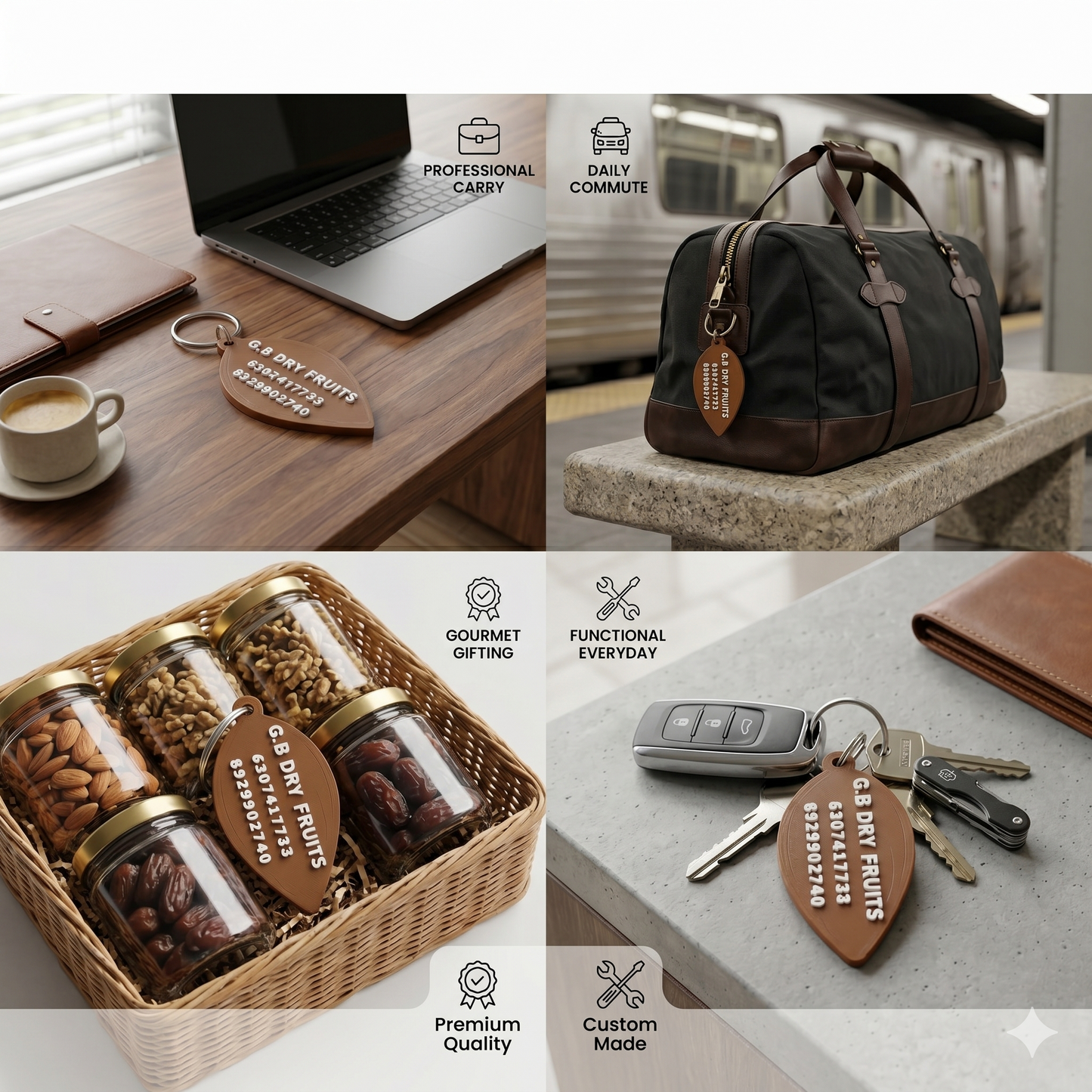 Pack of 10 Custom Almond Shape Keychain | Personalized Minimal Keyring