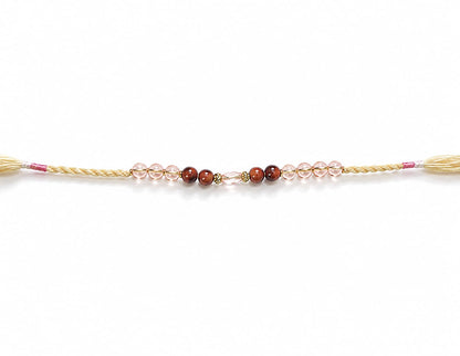 Crystal Beaded Rakhi Glass Bead Designer Rakhi Cream Thread Standard Size