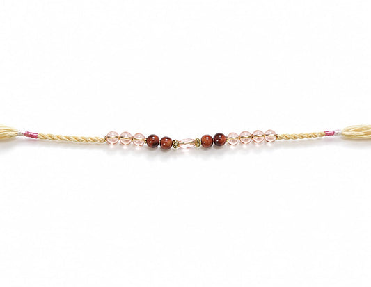 Crystal Beaded Rakhi Glass Bead Designer Rakhi Cream Thread Standard Size
