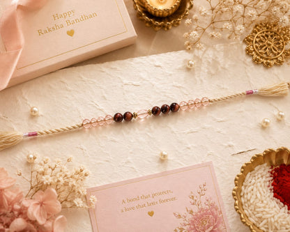 Crystal Beaded Rakhi Glass Bead Designer Rakhi Cream Thread Standard Size