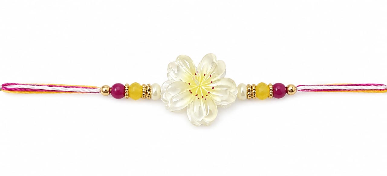 Flower Designer Rakhi Crystal Flower Beaded Rakhi Multicolor Standard Size