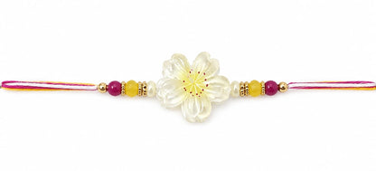 Flower Designer Rakhi Crystal Flower Beaded Rakhi Multicolor Standard Size