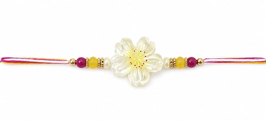 Flower Designer Rakhi Crystal Flower Beaded Rakhi Multicolor Standard Size