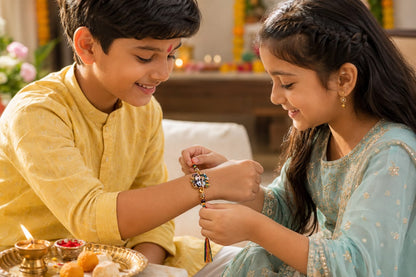Radha Krishna Rakhi Colorful Beaded Designer Rakhi Multicolor Standard Size